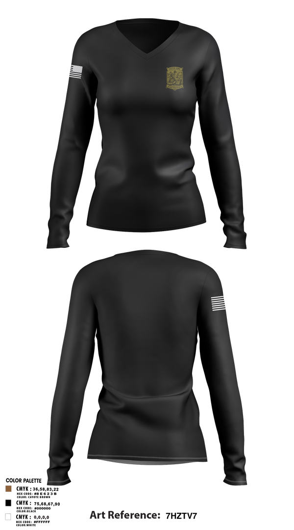 Womens Long Sleeve Vneck Shirt, 665th SMC, Army, Teamtime, Team time, sublimation, custom sports apparel, team uniforms, spirit wear, spiritwear, sports uniforms, custom shirts, team store, custom team store, fundraiser sports, apparel fundraiser