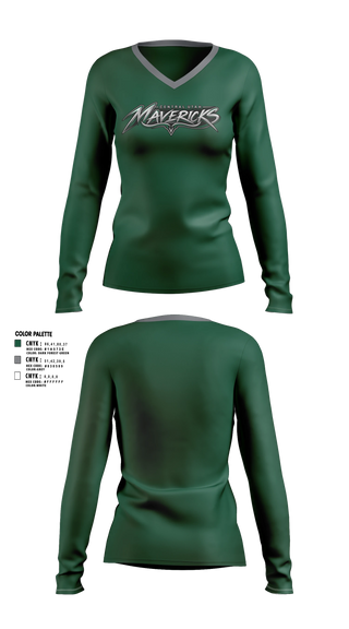Womens Long Sleeve Vneck Shirt, Central Utah Mavericks, Softball, Teamtime, Team time, sublimation, custom sports apparel, team uniforms, spirit wear, spiritwear, sports uniforms, custom shirts, team store, custom team store, fundraiser sports, apparel fundraiser