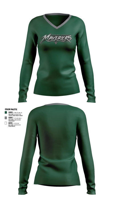 Central Utah Mavericks Women's Long Sleeve V-neck Shirt - 4