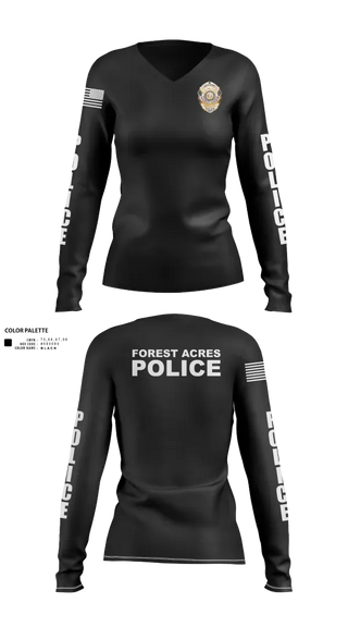 Womens Long Sleeve Vneck Shirt, FOREST ACRES POLICE DEPARTMENT, Police, Teamtime, Team time, sublimation, custom sports apparel, team uniforms, spirit wear, spiritwear, sports uniforms, custom shirts, team store, custom team store, fundraiser sports, apparel fundraiser
