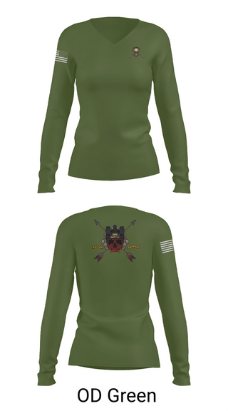 Womens Long Sleeve Vneck Shirt, HHC 1ST BN 65TH INF REG, , Teamtime, Team time, sublimation, custom sports apparel, team uniforms, spirit wear, spiritwear, sports uniforms, custom shirts, team store, custom team store, fundraiser sports, apparel fundraiser