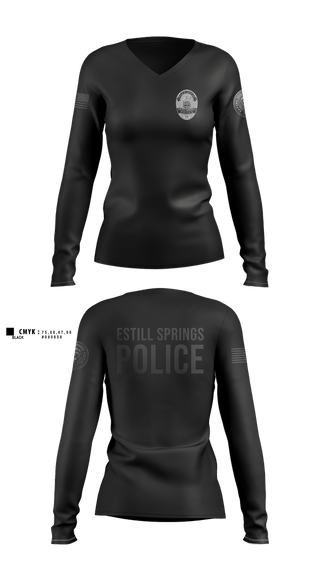 Womens Long Sleeve Vneck Shirt, Estill Springs Police, Police, Teamtime, Team time, sublimation, custom sports apparel, team uniforms, spirit wear, spiritwear, sports uniforms, custom shirts, team store, custom team store, fundraiser sports, apparel fundraiser