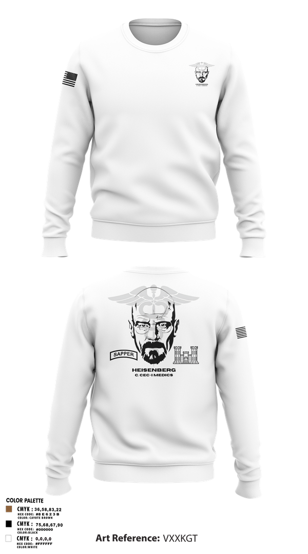 Crew Neck Sweatshirt, Heisenberg’s, Army, Teamtime, Team time, sublimation, custom sports apparel, team uniforms, spirit wear, spiritwear, sports uniforms, custom shirts, team store, custom team store, fundraiser sports, apparel fundraiser