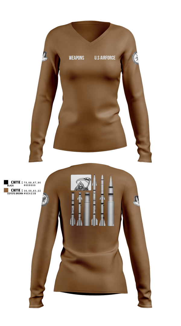 Womens Long Sleeve Vneck Shirt, 144 FW, National Guard, Teamtime, Team time, sublimation, custom sports apparel, team uniforms, spirit wear, spiritwear, sports uniforms, custom shirts, team store, custom team store, fundraiser sports, apparel fundraiser