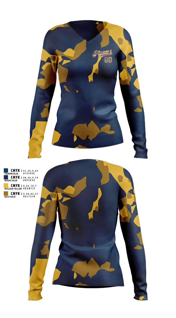 Womens Long Sleeve Vneck Shirt, Pumas, Baseball, Teamtime, Team time, sublimation, custom sports apparel, team uniforms, spirit wear, spiritwear, sports uniforms, custom shirts, team store, custom team store, fundraiser sports, apparel fundraiser