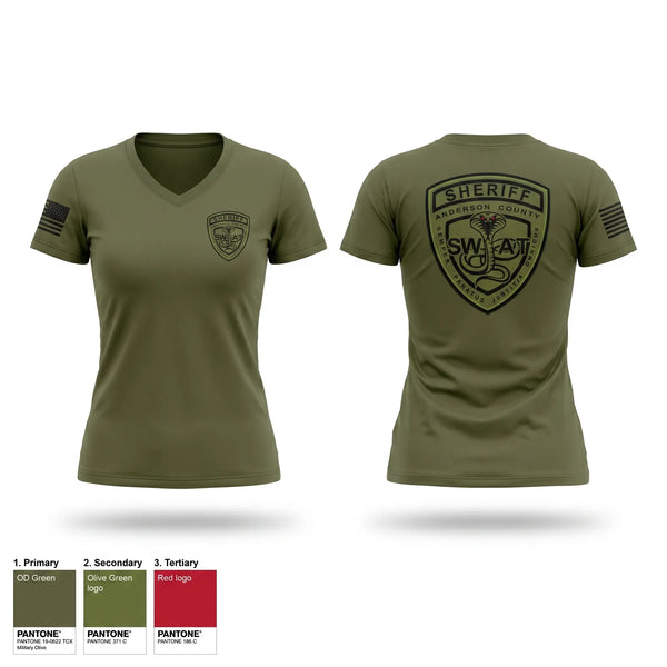Womens Short Sleeve Vneck Shirt, Anderson County Swat, Police, Teamtime, Team time, sublimation, custom sports apparel, team uniforms, spirit wear, spiritwear, sports uniforms, custom shirts, team store, custom team store, fundraiser sports, apparel fundraiser