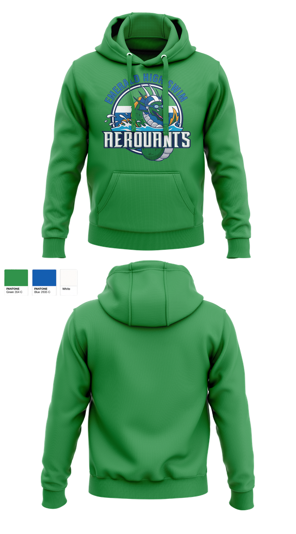 Hoodie, Emerald High Swim Aeroaunts, Swimming, Teamtime, Team time, sublimation, custom sports apparel, team uniforms, spirit wear, spiritwear, sports uniforms, custom shirts, team store, custom team store, fundraiser sports, apparel fundraiser