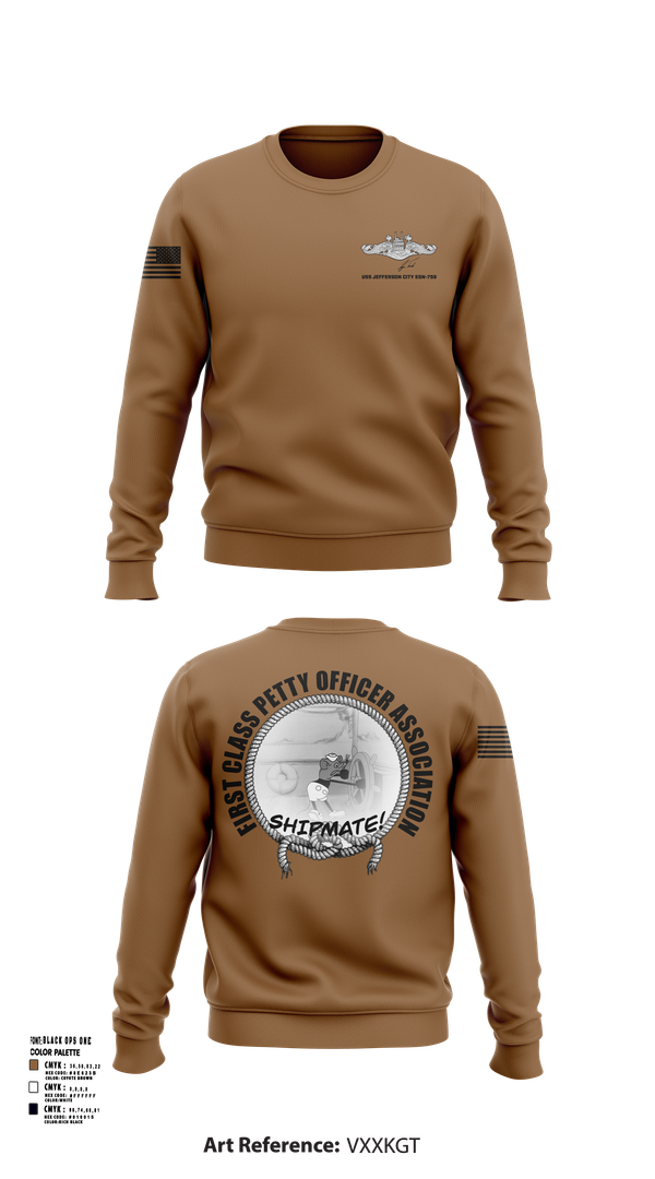 Crew Neck Sweatshirt, USS Jefferson City FCPOA, Navy, Teamtime, Team time, sublimation, custom sports apparel, team uniforms, spirit wear, spiritwear, sports uniforms, custom shirts, team store, custom team store, fundraiser sports, apparel fundraiser