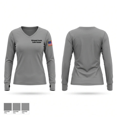 Womens Long Sleeve Vneck Shirt, Richmond County Traffic Division, Police, Teamtime, Team time, sublimation, custom sports apparel, team uniforms, spirit wear, spiritwear, sports uniforms, custom shirts, team store, custom team store, fundraiser sports, apparel fundraiser