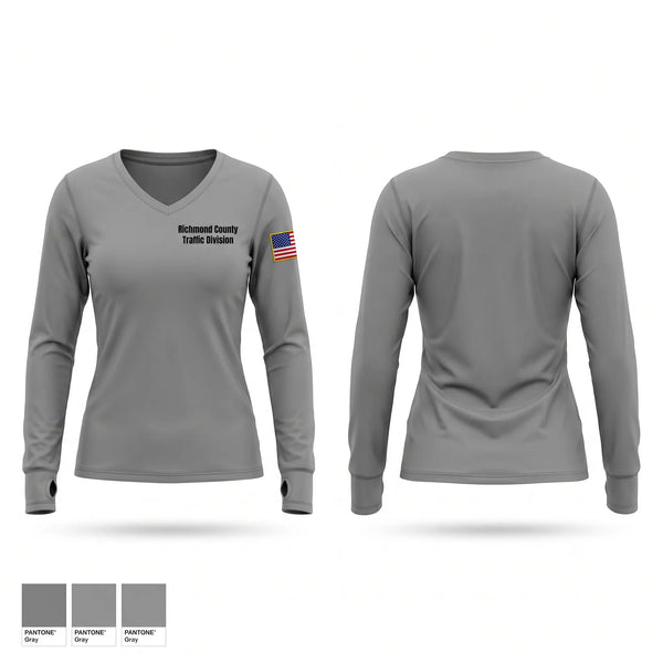 Womens Long Sleeve Vneck Shirt, Richmond County Traffic Division, Police, Teamtime, Team time, sublimation, custom sports apparel, team uniforms, spirit wear, spiritwear, sports uniforms, custom shirts, team store, custom team store, fundraiser sports, apparel fundraiser