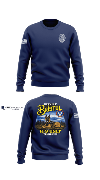 Crew Neck Sweatshirt, Bristol Tennessee Police Department K9 Unit, Police, Teamtime, Team time, sublimation, custom sports apparel, team uniforms, spirit wear, spiritwear, sports uniforms, custom shirts, team store, custom team store, fundraiser sports, apparel fundraiser