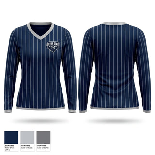 Womens Long Sleeve Vneck Shirt, SilverStateElite, Baseball, Teamtime, Team time, sublimation, custom sports apparel, team uniforms, spirit wear, spiritwear, sports uniforms, custom shirts, team store, custom team store, fundraiser sports, apparel fundraiser