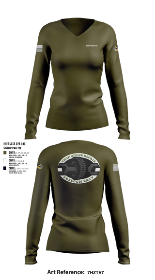 Womens Long Sleeve Vneck Shirt, 1-320TH FA, Army, Teamtime, Team time, sublimation, custom sports apparel, team uniforms, spirit wear, spiritwear, sports uniforms, custom shirts, team store, custom team store, fundraiser sports, apparel fundraiser