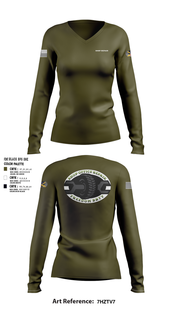 Womens Long Sleeve Vneck Shirt, 1-320TH FA, Army, Teamtime, Team time, sublimation, custom sports apparel, team uniforms, spirit wear, spiritwear, sports uniforms, custom shirts, team store, custom team store, fundraiser sports, apparel fundraiser