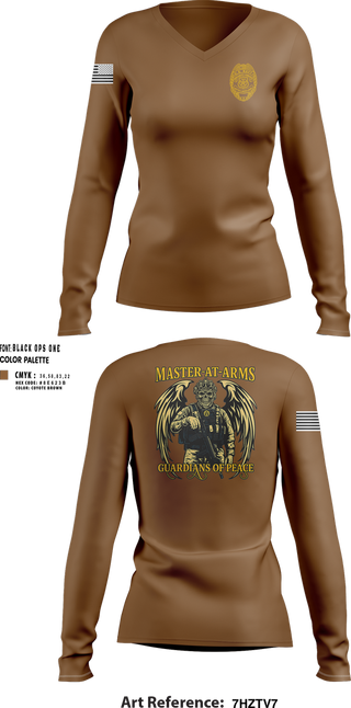 Womens Long Sleeve Vneck Shirt, Master at Arms, Navy, Teamtime, Team time, sublimation, custom sports apparel, team uniforms, spirit wear, spiritwear, sports uniforms, custom shirts, team store, custom team store, fundraiser sports, apparel fundraiser