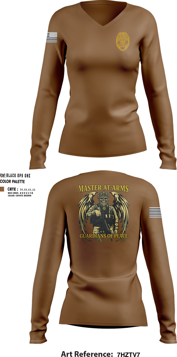 Womens Long Sleeve Vneck Shirt, Master at Arms, Navy, Teamtime, Team time, sublimation, custom sports apparel, team uniforms, spirit wear, spiritwear, sports uniforms, custom shirts, team store, custom team store, fundraiser sports, apparel fundraiser