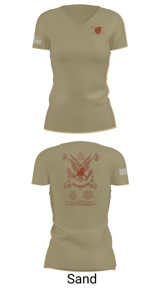 Womens Short Sleeve Vneck Shirt, 2nd Battalion 222nd Field Artillery, , Teamtime, Team time, sublimation, custom sports apparel, team uniforms, spirit wear, spiritwear, sports uniforms, custom shirts, team store, custom team store, fundraiser sports, apparel fundraiser
