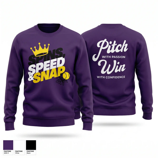 Crew Neck Sweatshirt, Spins, Speed & Snap Pitching, , Teamtime, Team time, sublimation, custom sports apparel, team uniforms, spirit wear, spiritwear, sports uniforms, custom shirts, team store, custom team store, fundraiser sports, apparel fundraiser