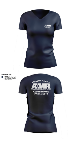 Womens Short Sleeve Vneck Shirt, AMR  Central Arizona Operations, EMS/EMT, Teamtime, Team time, sublimation, custom sports apparel, team uniforms, spirit wear, spiritwear, sports uniforms, custom shirts, team store, custom team store, fundraiser sports, apparel fundraiser