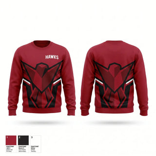 Crew Neck Sweatshirt, HAWKS, Baseball, Teamtime, Team time, sublimation, custom sports apparel, team uniforms, spirit wear, spiritwear, sports uniforms, custom shirts, team store, custom team store, fundraiser sports, apparel fundraiser