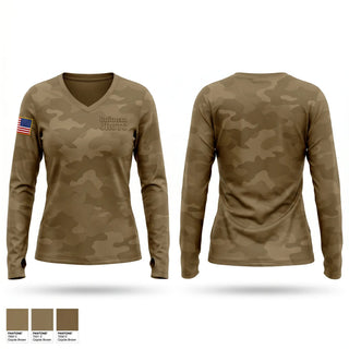 Womens Long Sleeve Vneck Shirt, Quitman JROTC, Army, Teamtime, Team time, sublimation, custom sports apparel, team uniforms, spirit wear, spiritwear, sports uniforms, custom shirts, team store, custom team store, fundraiser sports, apparel fundraiser