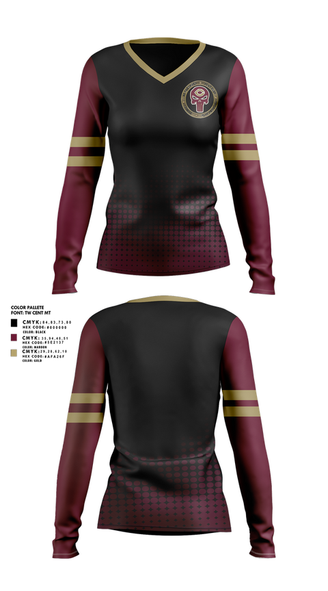 Womens Long Sleeve Vneck Shirt, Concordia Cobbers, , Teamtime, Team time, sublimation, custom sports apparel, team uniforms, spirit wear, spiritwear, sports uniforms, custom shirts, team store, custom team store, fundraiser sports, apparel fundraiser