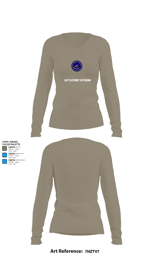 Womens Long Sleeve Vneck Shirt, Battlefront Outdoors, , Teamtime, Team time, sublimation, custom sports apparel, team uniforms, spirit wear, spiritwear, sports uniforms, custom shirts, team store, custom team store, fundraiser sports, apparel fundraiser