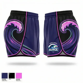 Womens Shorts, North Shore Surge, Rugby, Teamtime, Team time, sublimation, custom sports apparel, team uniforms, spirit wear, spiritwear, sports uniforms, custom shirts, team store, custom team store, fundraiser sports, apparel fundraiser
