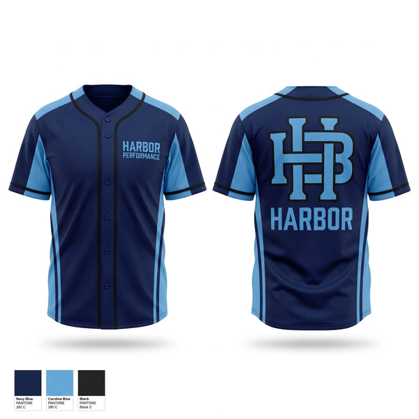 Full Button Baseball Jersey, Harbor Performance, Baseball, Teamtime, Team time, sublimation, custom sports apparel, team uniforms, spirit wear, spiritwear, sports uniforms, custom shirts, team store, custom team store, fundraiser sports, apparel fundraiser