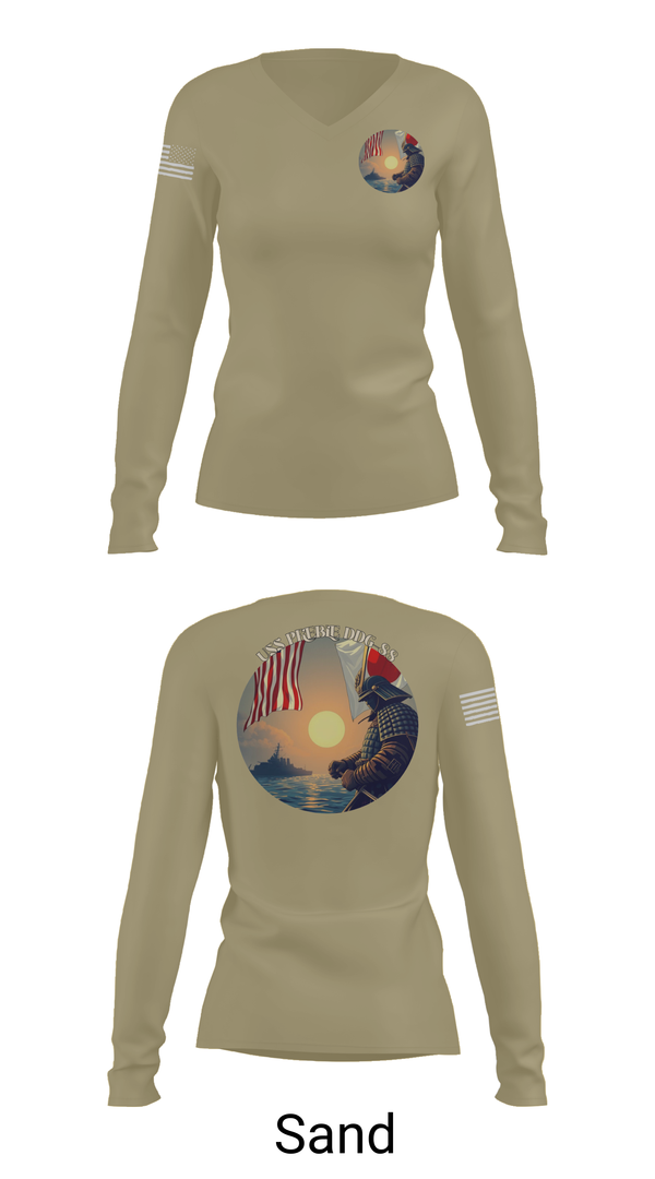 Womens Long Sleeve Vneck Shirt, Uss Preble DDG 88, , Teamtime, Team time, sublimation, custom sports apparel, team uniforms, spirit wear, spiritwear, sports uniforms, custom shirts, team store, custom team store, fundraiser sports, apparel fundraiser