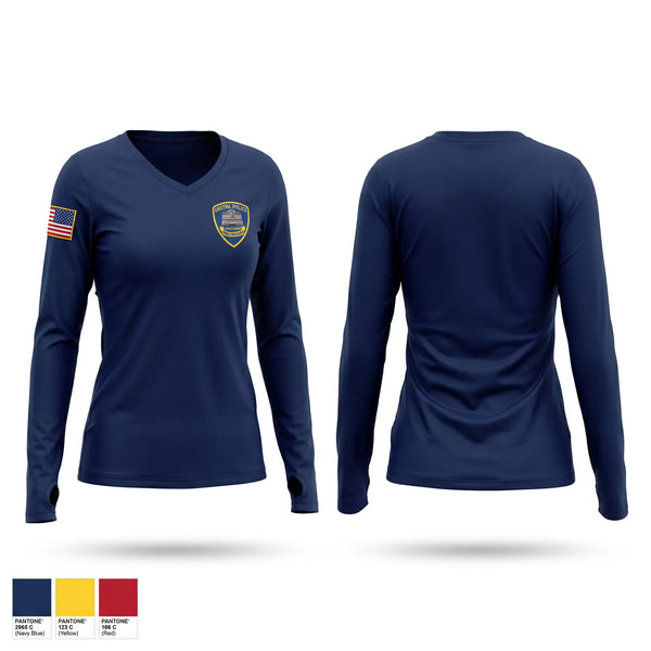 Womens Long Sleeve Vneck Shirt, Gretna Police Department, Police, Teamtime, Team time, sublimation, custom sports apparel, team uniforms, spirit wear, spiritwear, sports uniforms, custom shirts, team store, custom team store, fundraiser sports, apparel fundraiser