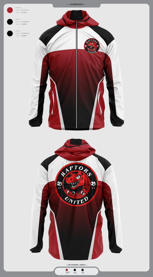 Windbreaker, Raptors United, Men's Soccer, Teamtime, Team time, sublimation, custom sports apparel, team uniforms, spirit wear, spiritwear, sports uniforms, custom shirts, team store, custom team store, fundraiser sports, apparel fundraiser