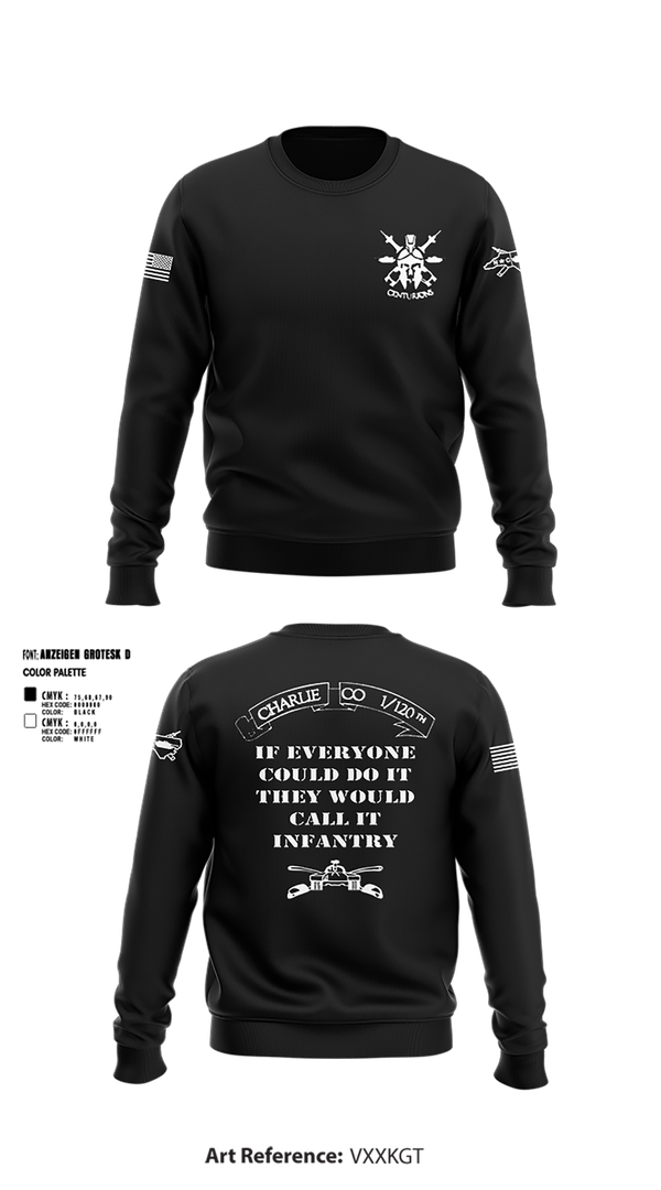 Crew Neck Sweatshirt, Charlie Co, Army, Teamtime, Team time, sublimation, custom sports apparel, team uniforms, spirit wear, spiritwear, sports uniforms, custom shirts, team store, custom team store, fundraiser sports, apparel fundraiser