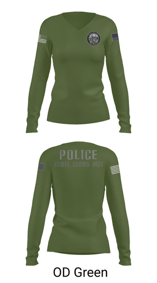 Womens Long Sleeve Vneck Shirt, STREET CRIMES, , Teamtime, Team time, sublimation, custom sports apparel, team uniforms, spirit wear, spiritwear, sports uniforms, custom shirts, team store, custom team store, fundraiser sports, apparel fundraiser