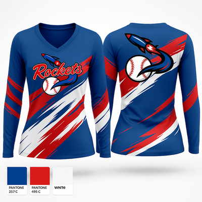 Space Coast Rockets 70599512 Women's Long Sleeve V-neck Shirt - 1