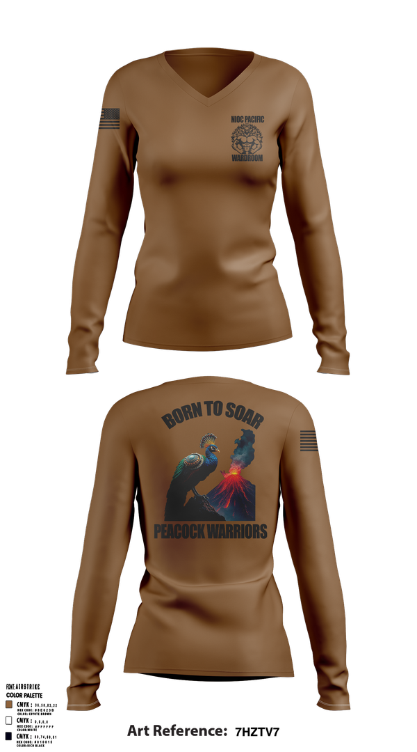 Womens Long Sleeve Vneck Shirt, NIOC Pacific Officers Association, , Teamtime, Team time, sublimation, custom sports apparel, team uniforms, spirit wear, spiritwear, sports uniforms, custom shirts, team store, custom team store, fundraiser sports, apparel fundraiser