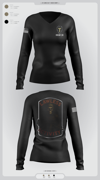 Womens Long Sleeve Vneck Shirt, Oscar Co, , Teamtime, Team time, sublimation, custom sports apparel, team uniforms, spirit wear, spiritwear, sports uniforms, custom shirts, team store, custom team store, fundraiser sports, apparel fundraiser