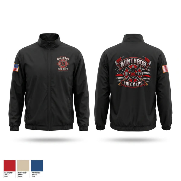 Windbreaker, Winthrop Fire Department, Fire Department, Teamtime, Team time, sublimation, custom sports apparel, team uniforms, spirit wear, spiritwear, sports uniforms, custom shirts, team store, custom team store, fundraiser sports, apparel fundraiser