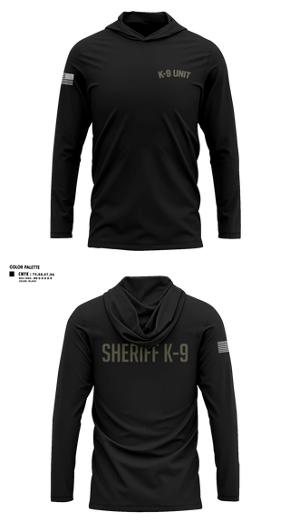 Long Sleeve Performance Shirt with hood, Williamson County K-9 Unit, Police, Teamtime, Team time, sublimation, custom sports apparel, team uniforms, spirit wear, spiritwear, sports uniforms, custom shirts, team store, custom team store, fundraiser sports, apparel fundraiser