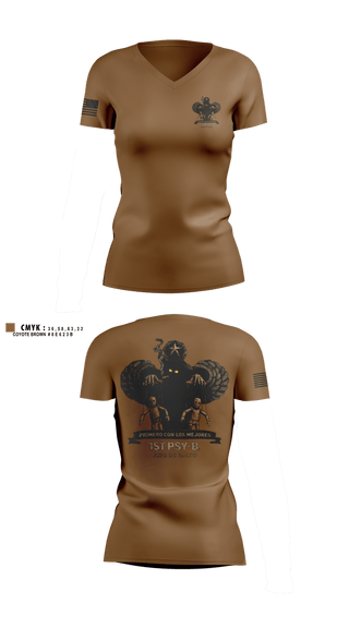 Womens Short Sleeve Vneck Shirt, 1st PSY-B(A), Army, Teamtime, Team time, sublimation, custom sports apparel, team uniforms, spirit wear, spiritwear, sports uniforms, custom shirts, team store, custom team store, fundraiser sports, apparel fundraiser