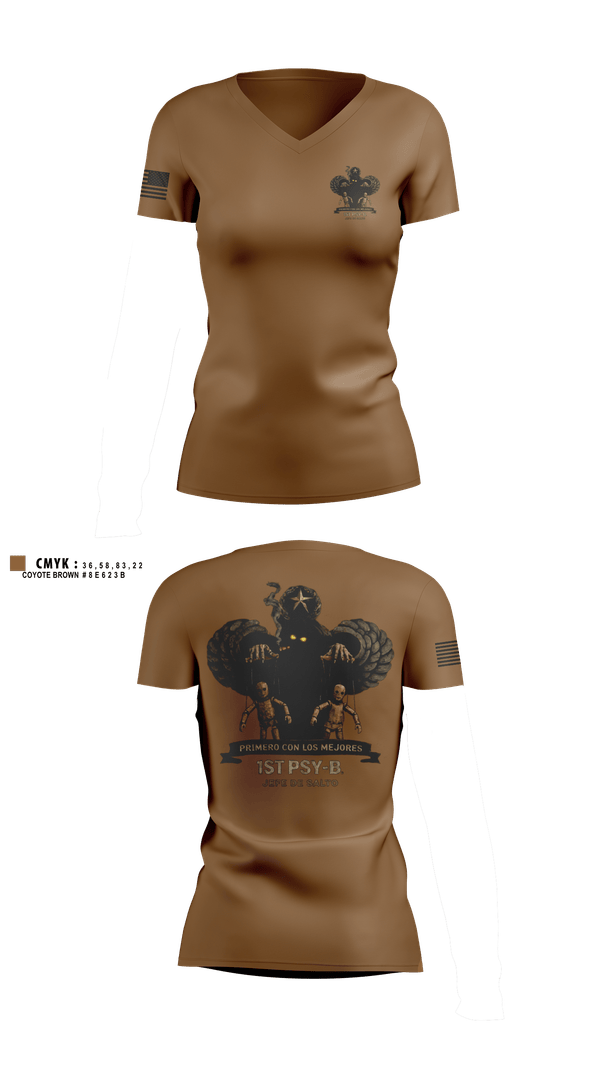 Womens Short Sleeve Vneck Shirt, 1st PSY-B(A), Army, Teamtime, Team time, sublimation, custom sports apparel, team uniforms, spirit wear, spiritwear, sports uniforms, custom shirts, team store, custom team store, fundraiser sports, apparel fundraiser