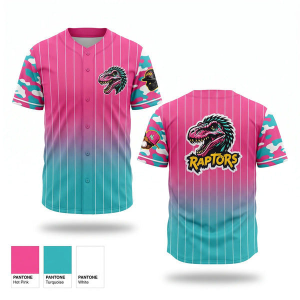 Full Button Baseball Jersey, PyroRaptors, Baseball, Teamtime, Team time, sublimation, custom sports apparel, team uniforms, spirit wear, spiritwear, sports uniforms, custom shirts, team store, custom team store, fundraiser sports, apparel fundraiser