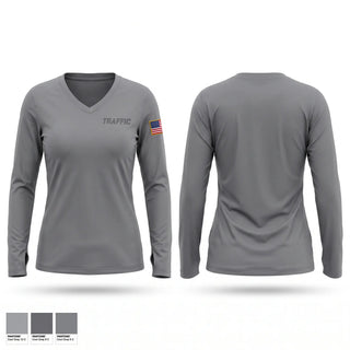 Womens Long Sleeve Vneck Shirt, Traffic Unit, Police, Teamtime, Team time, sublimation, custom sports apparel, team uniforms, spirit wear, spiritwear, sports uniforms, custom shirts, team store, custom team store, fundraiser sports, apparel fundraiser