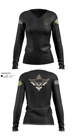 Womens Long Sleeve Vneck Shirt, 4-4 AB ECHO COMPANY, , Teamtime, Team time, sublimation, custom sports apparel, team uniforms, spirit wear, spiritwear, sports uniforms, custom shirts, team store, custom team store, fundraiser sports, apparel fundraiser