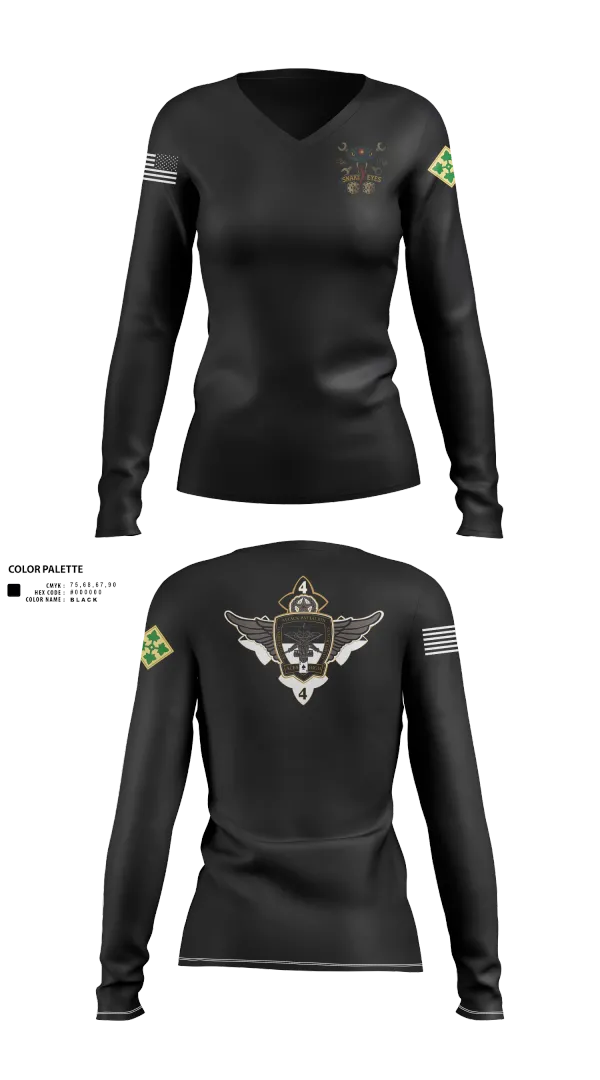 Womens Long Sleeve Vneck Shirt, 4-4 AB ECHO COMPANY, , Teamtime, Team time, sublimation, custom sports apparel, team uniforms, spirit wear, spiritwear, sports uniforms, custom shirts, team store, custom team store, fundraiser sports, apparel fundraiser
