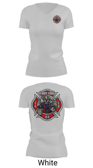 Womens Short Sleeve Vneck Shirt, Troy Fire Department Station 4, Fire Department, Teamtime, Team time, sublimation, custom sports apparel, team uniforms, spirit wear, spiritwear, sports uniforms, custom shirts, team store, custom team store, fundraiser sports, apparel fundraiser