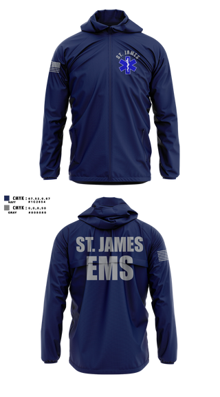 Windbreaker, St. James EMS, EMS/EMT, Teamtime, Team time, sublimation, custom sports apparel, team uniforms, spirit wear, spiritwear, sports uniforms, custom shirts, team store, custom team store, fundraiser sports, apparel fundraiser