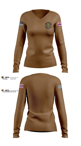 Womens Long Sleeve Vneck Shirt, 150th Electromagnetic Warfare Squadron, , Teamtime, Team time, sublimation, custom sports apparel, team uniforms, spirit wear, spiritwear, sports uniforms, custom shirts, team store, custom team store, fundraiser sports, apparel fundraiser