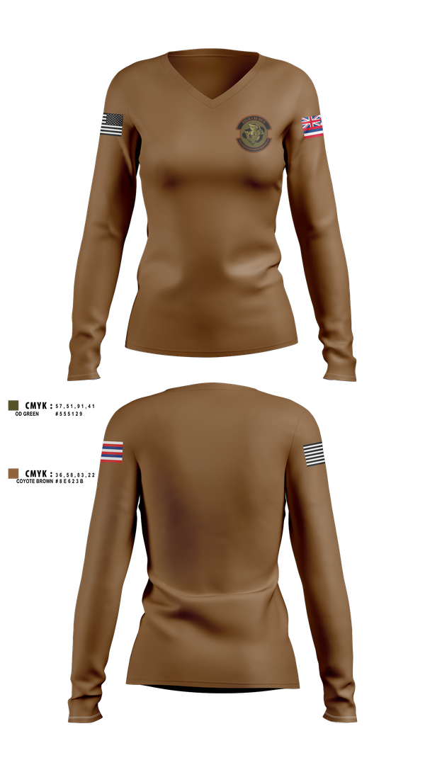 Womens Long Sleeve Vneck Shirt, 150th Electromagnetic Warfare Squadron, , Teamtime, Team time, sublimation, custom sports apparel, team uniforms, spirit wear, spiritwear, sports uniforms, custom shirts, team store, custom team store, fundraiser sports, apparel fundraiser