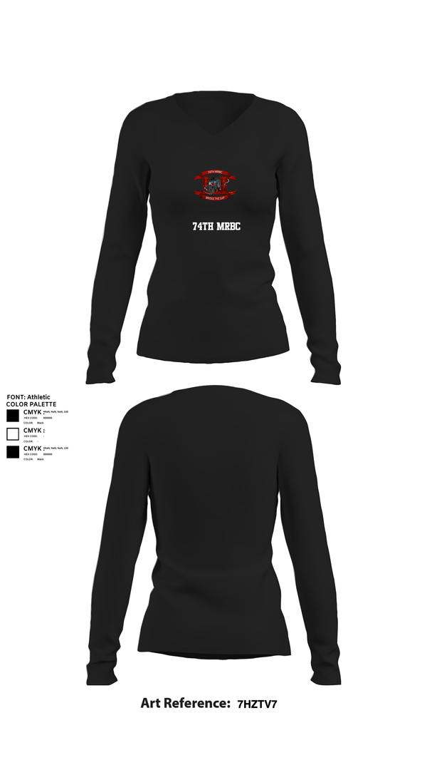 Womens Long Sleeve Vneck Shirt, 74th MRBC, , Teamtime, Team time, sublimation, custom sports apparel, team uniforms, spirit wear, spiritwear, sports uniforms, custom shirts, team store, custom team store, fundraiser sports, apparel fundraiser